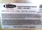 Fostoria Infrared Heater Fss- 4348- 3 4300 Watt 480 Vac 1 3 Phase