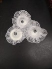 Set Of 3 Lace Bouquet Collar Ring  Wedding  Handheld Bridal Flowers  White  6 