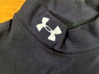 Under Armour Cold Gear Mock Turtleneck Youth Large Black White Compression Fit