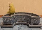 Vtg Frog Planter 7  Long Blue W dragonflies - Excellent Condition
