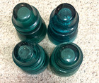 Lot Of 4 Vintage Hemingray -42 Glass Insulators  Blue Green  Made In U s a Read