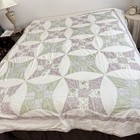 Vtg Double Wedding Ring Quilt Full Queen 87x84 Patchwork Cotton Floral Handmade