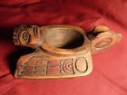 Magnificent Nw Redwood Carved Thunderbird Ceremonial Oil Bowl Polychrome  L  k  