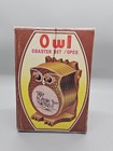 Vintage 70s Wooden Owl Coaster Set 6pc Holder Caddy Made In Taiwan Mcm Germany