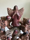 Mexican Folk Art Pottery Painted Candelabra Adam Eve Snake Tree Of Life 7  Read