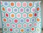 1930 s Handstitched Grandmother s Flower Garden  Quilt  92  By 72  Antique