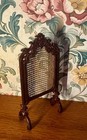 Dollhouse Miniature Vintage Bespaq Carved Woven Cane Fire Screen 1 12 Scale