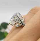 4 Ct Certified Asscher Cut Real Moissanite Ring Solitaire White Gold Finish