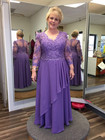 Purple Mother Of The Bride Dresses V Neck Lace Applique Wedding Evening Gowns