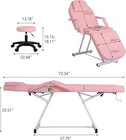Pink Multipurpose 3-section Spa Massage Table With Hydraulic Stool  73-inch