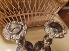 Vintage Pair Of Godinger Silver Plated 8 5  Candlestick Baroque Grape Pattern