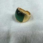 Full Green Cat Eye Stone Inlaid Alloy Ring Golden