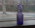 1860s Amethyst 13 Ring Cologne Bottle Early Flat Smooth Base Crude Lip