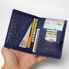 Genuine Black Blue Ostrich Leather Card Holder Real Skin Unisex Slim Wallet