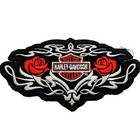 Harley Davidson Black White Roses Biker Motorcycle Patch Embroidered Logo