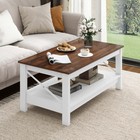 2-tier Modern Farmhouse Center Table Coffee Table With Storage For Living Room