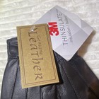 Ladies Black Genuine Leather Wrist Gloves Insulated Solid Pattern Size S m