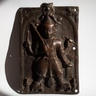 Large Antique Indian Hindu Bronze Plaque Lord Virabhadra Veerbhadra 18th-19th C