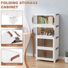 Stackable Plastic Storage Cabinet With Doors   Wheels 4 Tier Organizer Rack Usa