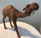 Vintage Leather Wrapped Dromedary Camel Figurine 12-13    Tall Hand Tooled