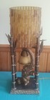 Vintage 24  Heavy Elephant Table Lamp Resin Metal Acrylic Shade 2 Light Bamboo