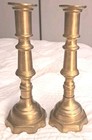 Antique Brass Candle Sticks 8  Pair Graduated Base   heavy