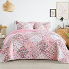  Patchwork Quilt King Size  Extra Soft Boho Floral King 96 x104   Pink