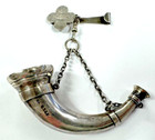 Antique Sampson Mordan London Sterling Silver Vinaigrette Hunting Horn - Rare