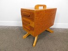 Vtg Handmade Solid Wood 3 Long Drawer Sewing Collector Cabinet Table With Handle