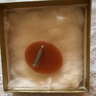 Oval Floral Cameo Brooch Pin  Orange   White Plastic  Flowers   Plants Theme