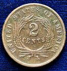1865 2 Cent Piece Strong Au-ms Features  Harder To Find  we   First Coin W motto