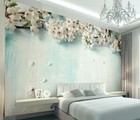 3d Embossed White Floral Self-adhesive Removable Wallpaper Murals Wall