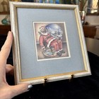 Framed Vintage Santa Claus Art Sleepy Father Christmas Print Winter Scene 8 X 8