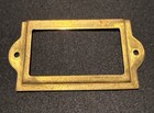 Antique Vintage Brass Label Holder Name Plate Card Drawer Plaque Nice Patina   