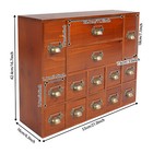 Vintage 14 Drawers Storage  cabinet Wood Office Tabletop Drawer Jewelry Organizer