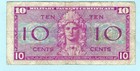 United States Military Payment Certificate Series 521  M30 10 Cents  Circulated
