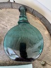 Rare Antique 1700s Hand Blown Aqua Green Persian Saddle Flask - Open Pontil