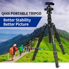 Q666 Camera Tripod Stand Pro Travel Lightweight Monopod With Ball Head For Dslr