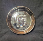 Set Of 3  Vtg  Greek Roman Style-silvertone Glass Drink Coasters