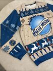 Christmas Beer Sweater Men    blue Moon    Ugly Christmas Sweater Size Large