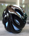 Signed Lotton Studios Art Glass Cypriot Lava Threaded Opal Paperweight Sculpture
