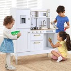 Kids Pretend Play Kitchen Set Wooden Kitchen Playset With Light   Sound Toy Gift
