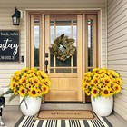Artificial Sunflowers For Outdoors  10 Bundles Fake Silk Sunflowers With Euca   