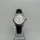 Michele Mini Csx Womens Watch 26mm White Dial Black Leather Swiss New Battery