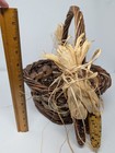 Vintage Rustic Woven Willow Harvest Basket - Twisted Handle Dried Corn Decor