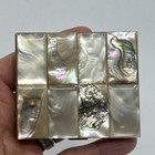 Vtg 1965 Mother Of Pearl Compact Powder Mirror Engraved Brass Colour