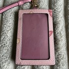 Coach Id Lanyard Pink Butterfly Floral Crossgrain Leather Card Case Badge Holder
