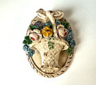 Antique Hubley Cast Iron Door Knocker Flower Basket Floral Cottage 4  Patina