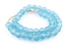 Baby Blue Recycled Glass Beads 18mm Ghana African Sea Glass Round Large Hole