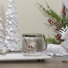 Northlight 4  Painted Pine Trees Deer Flameless Glass Christmas Candle Holder